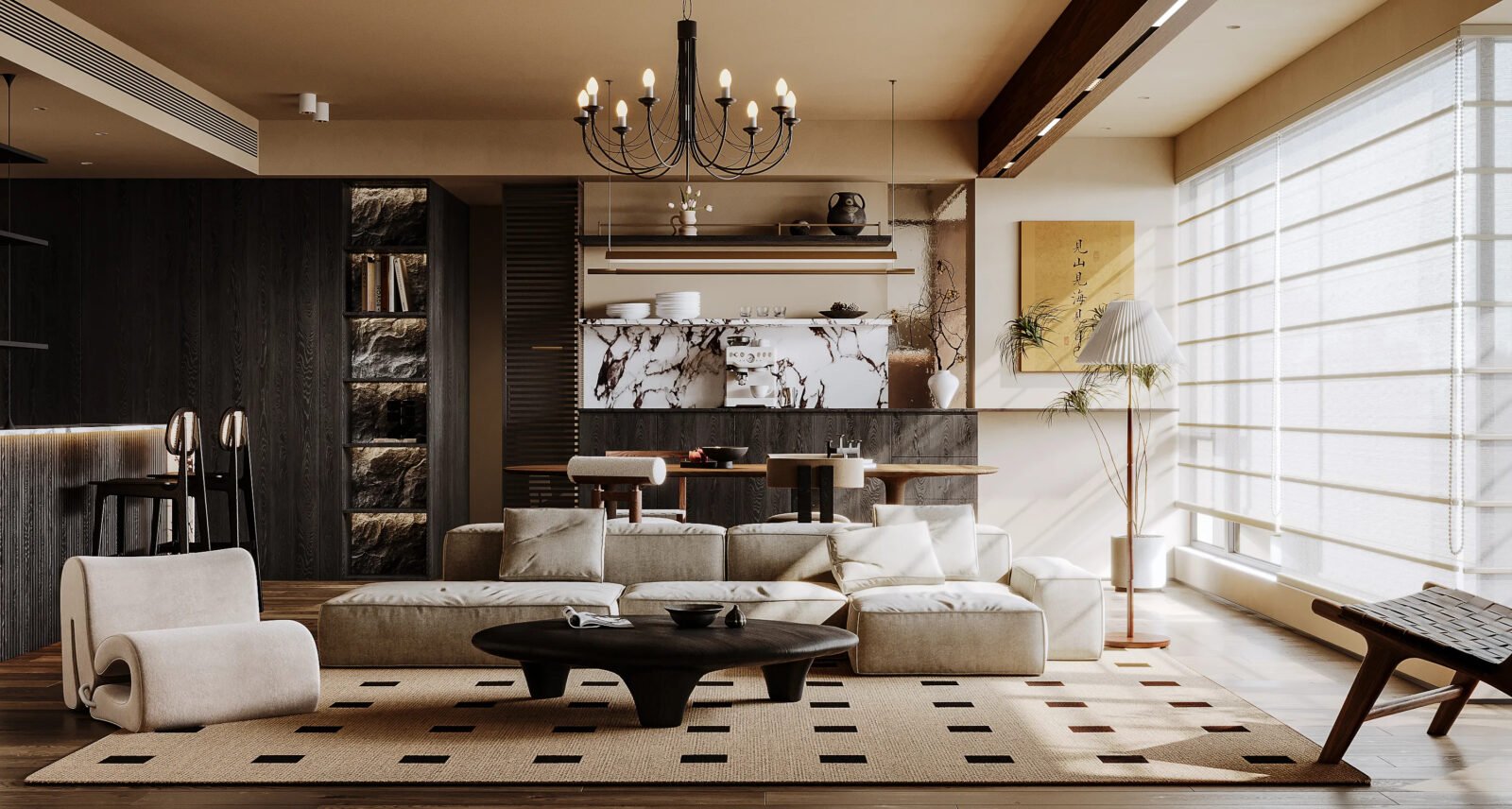 Projeto Residencial: Apartamento Urbano Contemporâneo com Painéis de Parede WPC Multifacetados